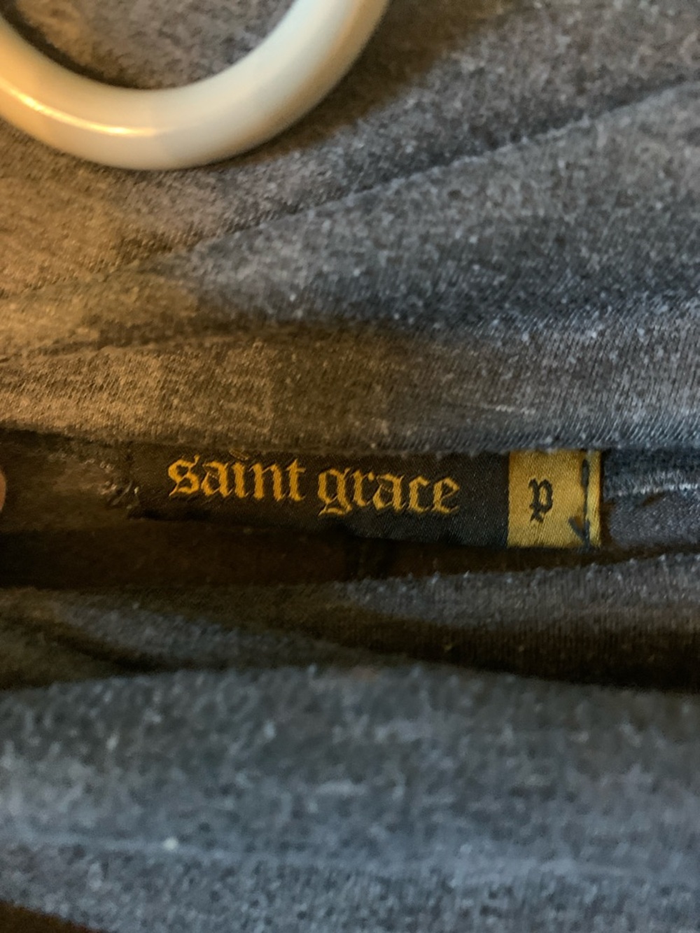 Saint Grace Charcoal Gray Knit Pants with Gold Logo Tag - Picture 2 of 5